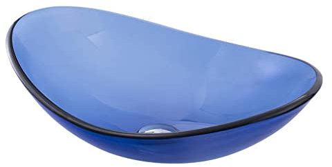 SnamicE Bathroom Sink Bathroom Vessel Sink Blue Glass Washbasin Bathroom Tempered Glass Washbasin Bathroom Countertop Art Basin Bathroom Vessel Sink,Sink Only