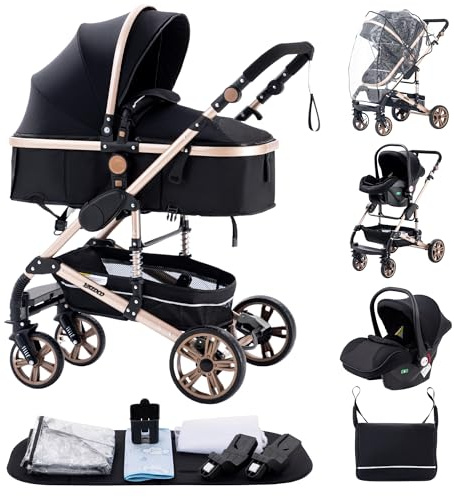 Alyikou Passeggino Trio, combinazione 3 in 1 passeggino cittadino pieghevole di lusso