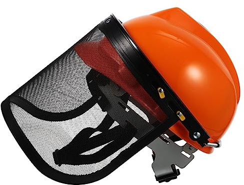 Operitacx 1 Pièce Casque de Protection pour Débroussailleuse Chapeau de Jardinage Ajustable avec Design Élargi pour Protection Orange Durable et Confortable