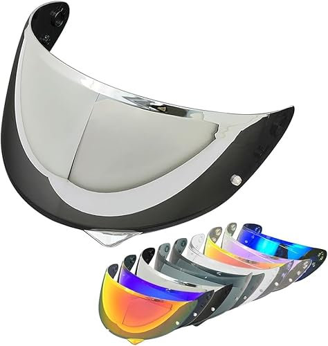 YOFAB Visiere Casque Moto pour HJC C10, Casque Moto Pare-Vent Casque Lentille, Remplacement de Visière de Lentille de Casque de Bouclier de Vent de Moto,E Silver