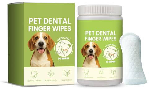Introti 50 Counts Dog Teeth Cleaning Wipes Disposable Dog Dental Wipes Gum Care for Pets