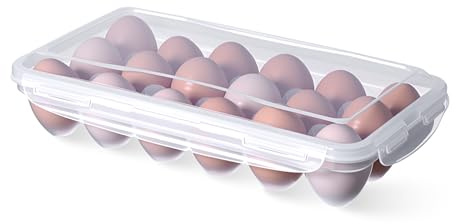 Caja para huevos de 18 celdas, almacenamiento de huevos de plástico, caja de transporte para huevos con tapa, soporte para huevos, caja transparente para frigorífico, cocina, picnic