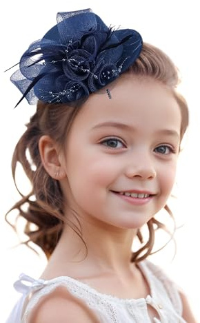 ETOFETE Fascinator Damen Kopfschmuck Karneval Haarreif Fasching Mädchen Teeparty Hüte Kurkuma Mini Gelb Klein Victoria Fascinator für kleine Mädchen