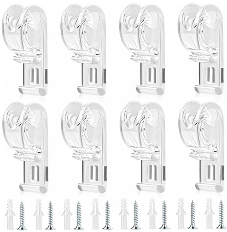 RCZRUCGE 8 Sets Roman Blind P Clip,Roman Blind Clips with 8 Screws and 8 Plastic Pillars, Blind Cord Safety Device for Blinds