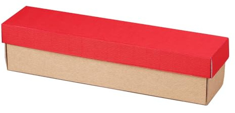 1er Geschenkkarton mit Stülpdeckel, 38,5 x 9 x 9 cm, rot/natur, 25 Stück