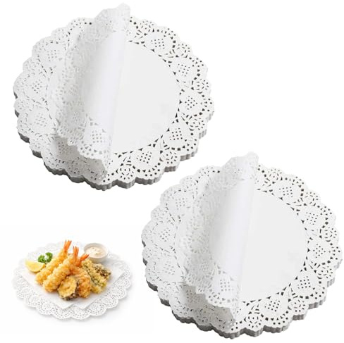 150 Stück 21cm Tortenspitze Rund Papierdeckchen, Tortenpapier Weiße Spitzenpapier,Papier Spitzendeckchen Tortendeckchen,Tortenspitzen Runde Papiermatte Tassenuntersetzer fürGeburtstage,Tischdekoration