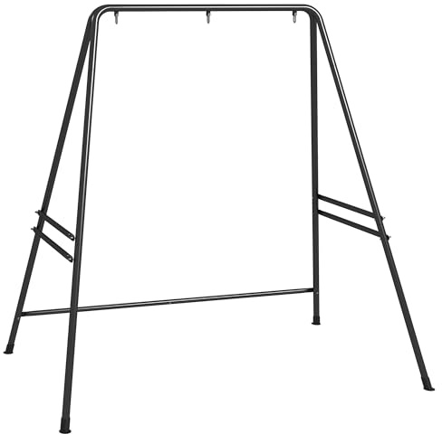 Outsunny Supporto per Amaca e Sedia a Dondolo/a Uovo, Sostegno Amaca in Acciaio con Gambe ad A e Agganci, Facile da Montare, per Esterno ed Interno, 178x143x180 cm, Nero
