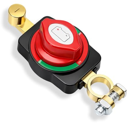 Interruttore Stacca Batteria 12V–48V 300A, Sezionatore Batteria Auto Impermeabile, Interruttore Principale Batteria per Auto, Camper, Barca, Yacht, Moto, Camion, Caravan e Uso Marino