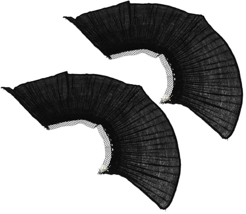 TOVINANNA Puños de Encaje para Muñecas de Mujer en Negro, Accesorios de Ropa Manga Desmontable de Chiffon, Ideales para Vestidos Lolita y Sesiones de Fotos Temáticas