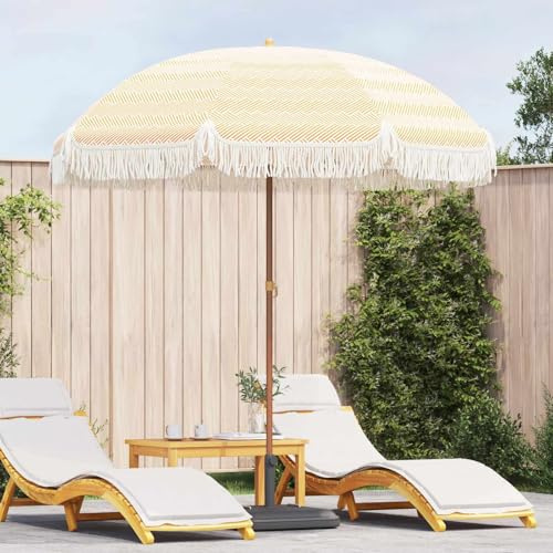 Lumanois Parasol de Plage Jaune et Blanc 205 x 205 x 210 cm Pelouses & Jardins Jaune,42006680