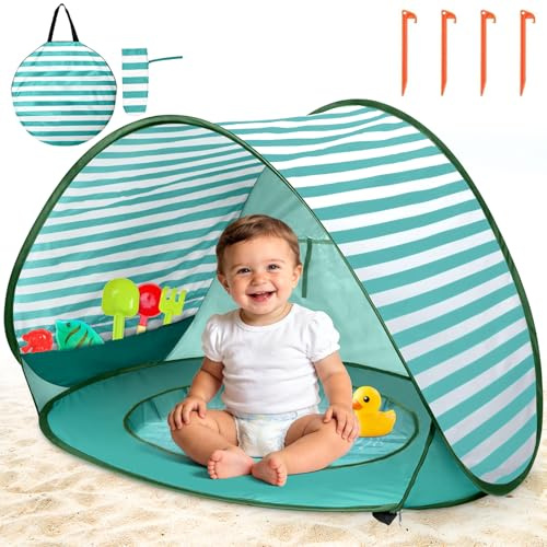 NXPZ Tenda da Spiaggia Baby Pop Up, Tenda da Spiaggia con Mini Piscina, Protezione UV UPF 50+, Tenda da Spiaggia Portatile per Bambini per Spiaggia, Campeggio, Giardino, Sacchetto Inclusa