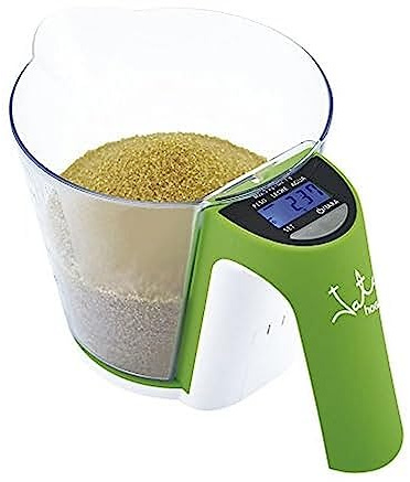 Jata Hogar 766 - Balanza electrónica con jarra extraíble, capacidad 2kg., color verde y blanco