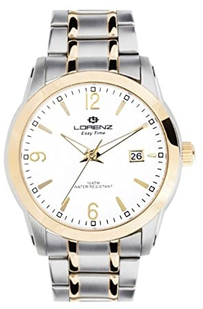 LORENZ Orologi da polso da uomo, modello orologio, tempo facile, acciaio, rotondo, vetro K1. Marca: