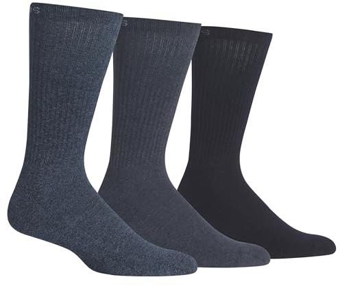 chaps Lot de 3 paires de chaussettes mixtes pour homme - Uni - Côtes côtelées - Décontractées - Lot de 3, denim, Shoe Size: 6-12