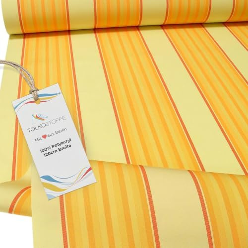 TOLKO Markisenstoffe Meterware mit UV-Schutz | kein Ausbleichen Langlebig Wetterfest | Markisenstoff Wasserdicht 120cm breit Premium Sonnenschutz Planenstoff zum Nähen (Vanille Orange)