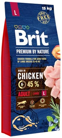 Brit Premium Adult L Trockenfutter für Hunde großer Rassen, 15 kg | Alleinfutter mit Huhn, für Welpen & Junghunde großer Rassen, unterstützt: Wachstum, Muskelaufbau, Haut & Fell, Gelenke
