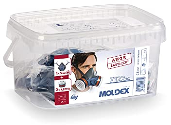 Moldex 712202 Serie 7000 TPE Halbmasken mit 2 x A1P2 R Kombifilter und Aufbewahrungseimer, Gr. M