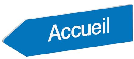 DECOHO - Flèche gauche personnalisable en plastique bi-couche - Gravure laser, adhésif 3M, 80x300 mm, usage intérieur et extérieur - bleu - Plaque bleue - Lettres blanches