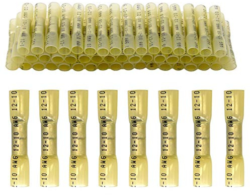CEEYSEE 50 Pezzi Connettori Elettrici Impermeabili Testa-Testa Termorestringente Crimpare Morsetti Elettrici Rapidi Capicorda Elettrici - per cavi da 4,0-6,0 mm² (Giallo/YRTY)