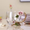 PPEA Emaille Sonnenblume Kristall Bleifreie Glas Teetasse mit Löffel Set, Geschenk für Weihnachten, Valentinstag. Beste Geschenk für Mutter, Oma, Freundin, Schwester.