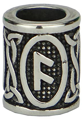 Gold77 EDELSTAHL Wikinger Runen Beads Bartperlen Dreadlocks - 8mm - Großlochperle Viking Nordisch Futhark Alphabet 24 verschiedene Buchstaben, Runen:Eihwaz - e