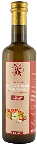Veggy Duck - Vinaigre de Cidre de Pomme Italien avec la Mère (500ml) | Naturel | Pur | Non Filtré | Non Pasteurisé | Sans OGM | Végétalien
