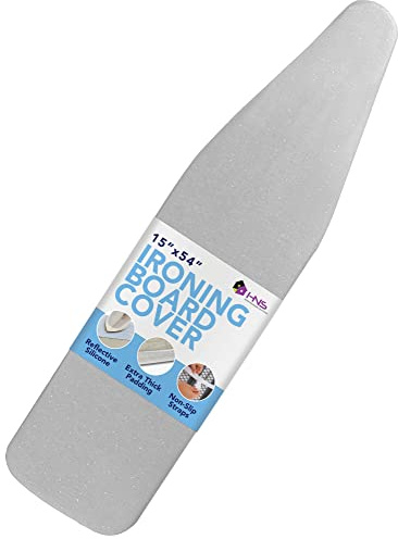 HOLDN’ STORAGE Ironing Board Cover - Silicone-Coated, Scorch-Resistant 15 x 54 Padding with Hook & Loop Straps, Cover Fits All Standard Sizes - Grey