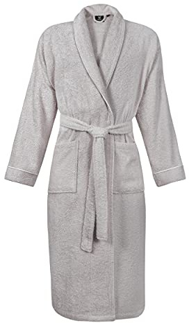LAYNENBURG Badrock herr frotté – sjalkrage – lång – 100 % bomull (380 g/m2) – OEKO TEX Standard 100 – storlek S, M, L, XL, XXL, 3XL, GRÅ, XXL