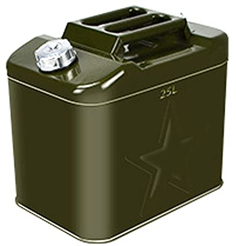 YILEFU Lata De Almacenamiento De Aceite,Bidones De Gasolina Metal,Recipientes Gasolina Tambores De Aceite PortáTil con 3 Asas para Transportar Combustible Gasolina,25L