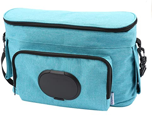 Babyruf Kinderwagen Organizer BO 300 | Kinderwagen Zubehör | Wickeltasche | Babytasche | Windeltasche | Isolierte Flaschenhalter | Wasserabweisend | Praktische Innenaufteilung | 36x12x24cm