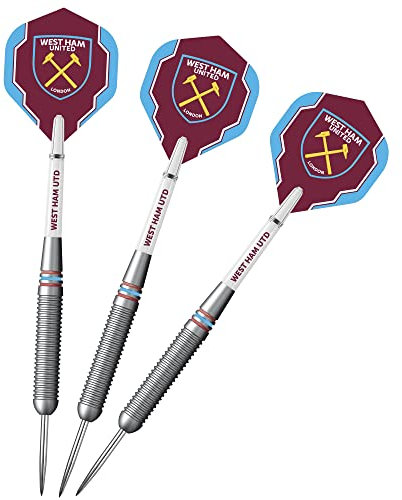 FOCO Officially Licensed Football Club Hammers FC Steel Tip Brass Darts Set, Blue, Claret (D1429) 22g