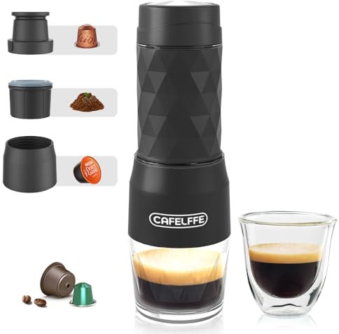 Cafetière portable, version améliorée de la machine à café à capsules DG, machine à expresso 18 bars, mini machine à café de voyage manuelle parfaite pour le camping, les affaires, la randonnée et le