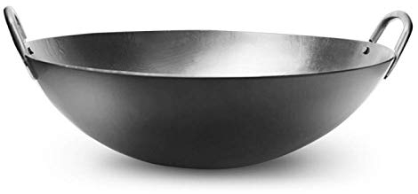 OQHAIR Pentole e padelle da Cucina Wok Pentola di Ferro Grande Wok Antiaderente Non Rivestito Binaurale 40CM Piano Cottura A Induzione Wok Padella Antiaderente Padelle Antiaderente Pentol