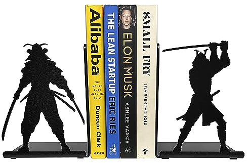 HeavenlyKraft Dekorative Buchstützen aus Metall für Regale, Samurai-Buchstützen, rutschfeste Buchstützen, Buchstopper für Zuhause/Büro, Buchstützen, Fantasie-Buchstützen, 17,8 x 14,9 x 10,2 cm