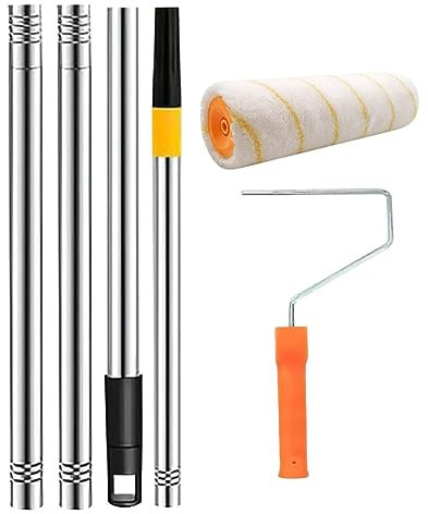 Barre de peintre avec poignée télescopique amovible, avec pinceau à peinture, accessoire de peinture murale portable pour plafonds, armoires de cuisine, artisanat, petites surfaces