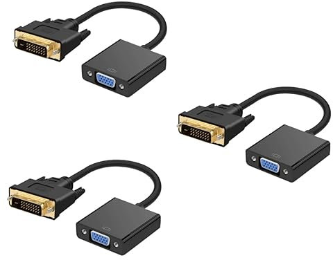 Hemobllo 3pcs Dvi Male to Vga Female Converter Adapter Dvi-d to Vga Cable for Tv Computer Laptop Video Signal Converter for Display