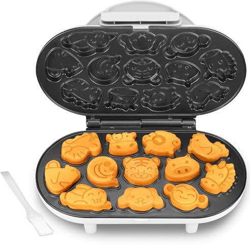 SugarWhisk Animal Mini Waffle Maker for Kids, Mini Pancakes Maker Machine with 12 Different Animal Pancake Molds, Small Waffle Maker Iron, Excellent Christmas Gift for Kids & Adult