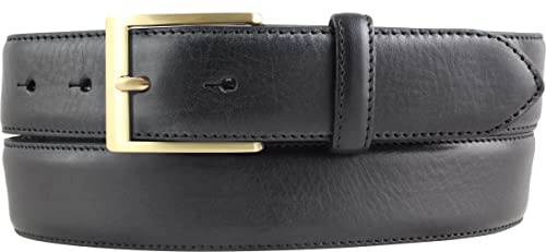 BELTINGER Hochwertiger Anzuggürtel aus Vollrindleder mit goldener Gürtelschließe 3,5 cm | Bombierter Ledergürtel Herren 35mm | Business-Gürtel made in Italy | Schwarz 95cm
