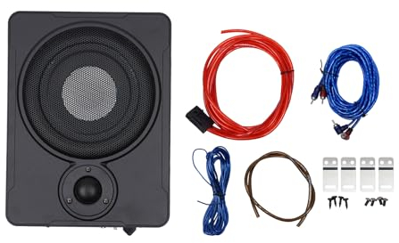 XUEMANSHOP 8 Zoll 600W Aktiver Subwoofer Mit Kabelset, 20 Hz - 150 Hz Untersitz Auto Subwoofer für LKW, Reisemobil, Schwarz