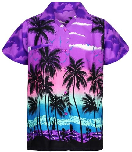 King Kabana Stylish Hawaii-Skjorta, Kortärmad, Beach-Style, Lila, 4XL