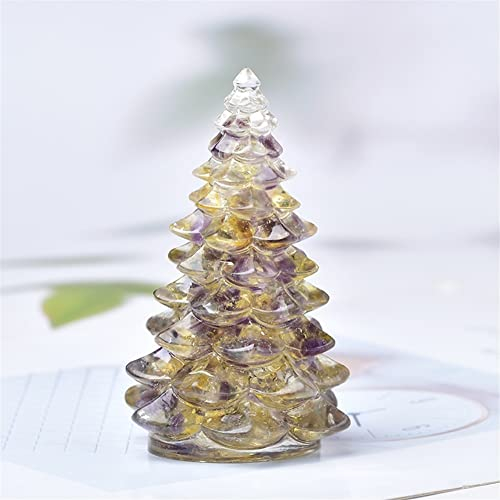 1 pièce naturel fait à la main moule cristal gravier bricolage résine artisanat arbre noël statue décoration de la maison souvenir belle pierre de cristal naturel Collections de la maison ( Color : Co
