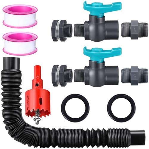 Sacubee 2 Sets 3/4 Inches Rain Barrel Spigot Kit Water Barrel PVC Garden Diverter Kit Include Bulkhead Fitting Hose Faucet Adapter and Thread Seal Tape for Home Outdoor(Simple Style)