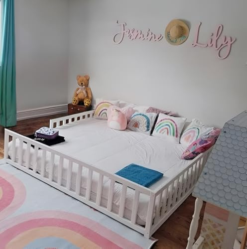 HOMEforDREAMS Kleinkinderbodenbett H4D-25: Montessori-inspiriertes Bettgestell zur Förderung der Unabhängigkeit bei Kleinkindern (Weiß, 200x140cm)