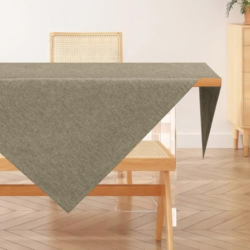 AooHome Tischdecke Abwaschbar, Kaffee Braun Tischdecken 100x100cm Leinen-Optik Tischtuch aus Polyester Wasserabweisend mit Lotuseffekt, Dauerhaft Kratzfest für Wohnzimmer, Esszimmer, Balkon, Garten