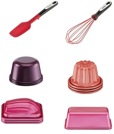Tefal Lot 2 ustensiles de cuisine en silicone, Fouet et spatule Maryse + Moules à Cannelés, Muffins, Cake, Revêtement antiadhésif, Démoulage facile, Cuisson parfaite