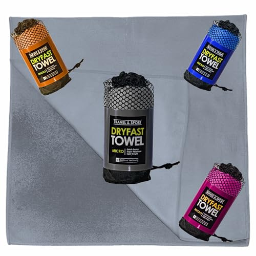 Genérico Toalla Microfibra - Toalla Gimnasio compacta, Ultraligera y de Secado rápido - Toalla Playa o Toalla de Natacion - Toallas microfibras para el Gym, Viaje y Piscina (Gris)