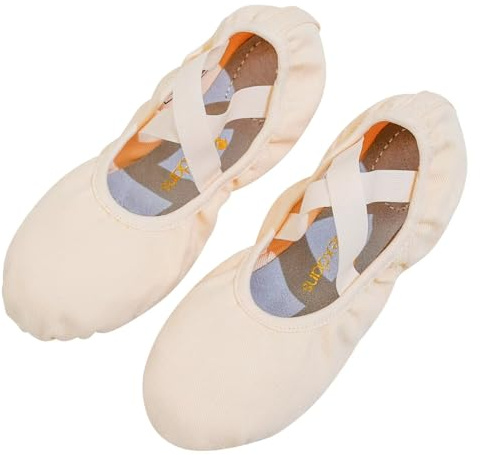 flexdans balettskor, mycket stretch kanvas balettskor dansskor baletttofflor ballerina platta yoga gymnastiksko för flickor kvinnor, Rosa, 25.5 EU