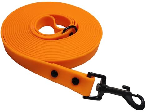 Btstil Schleppleine für Hunde, Wasserdicht Hundeleine mit Gepolstertem Griff und D-Ring, PVC-Trainingsleine Lange Schleppleine für Kleine Mittlere Große Hunde (Orange, 10m)