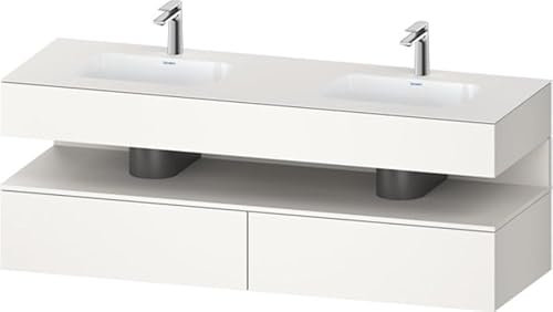 Duravit Qatego lavabo encastré avec meuble sous-lavabo en console, 1600x550x600mm, niche blanche supermat, lavabo double, QA4797084840000, Couleur: blanc