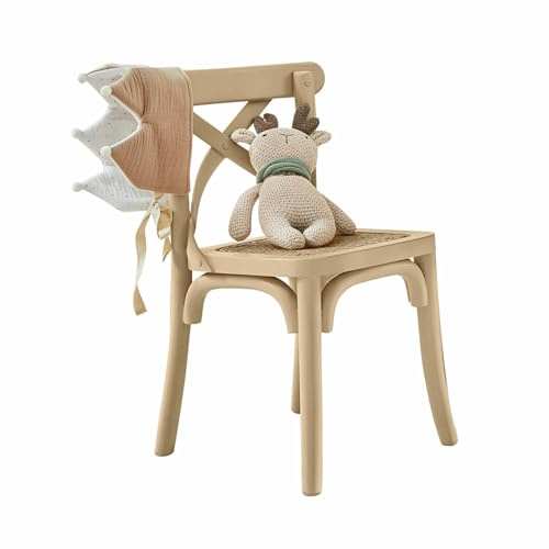 Loberon Kinderstuhl Sourila, beige | Kindgerechte Größe, Landhaus-Design, Sitzfläche in Wiener-Geflecht-Optik, Kinderzimmer, Sitzmöbel, Mangoholz, Stuhlflechtrohr